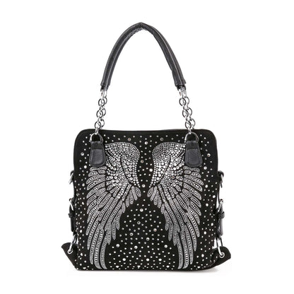Stunning Rhinestone Wing Design Shoulder Bag