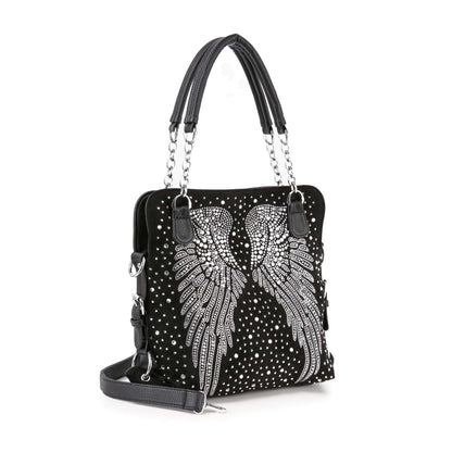 Stunning Rhinestone Wing Design Shoulder Bag