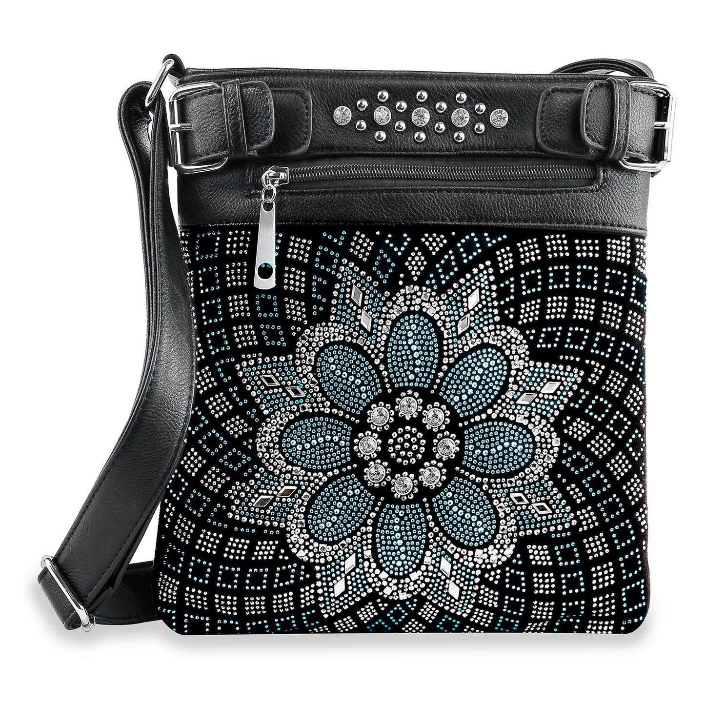 Boho Rhinestone Flower Crossbody Sling