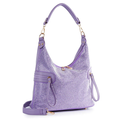 Side Pocket Colored Stone Hobo Handbag