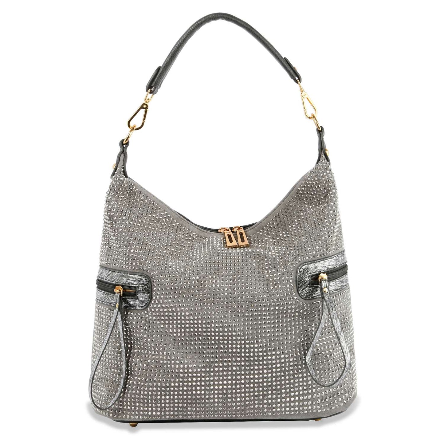 Side Pocket Colored Stone Hobo Handbag