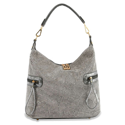 Side Pocket Colored Stone Hobo Handbag