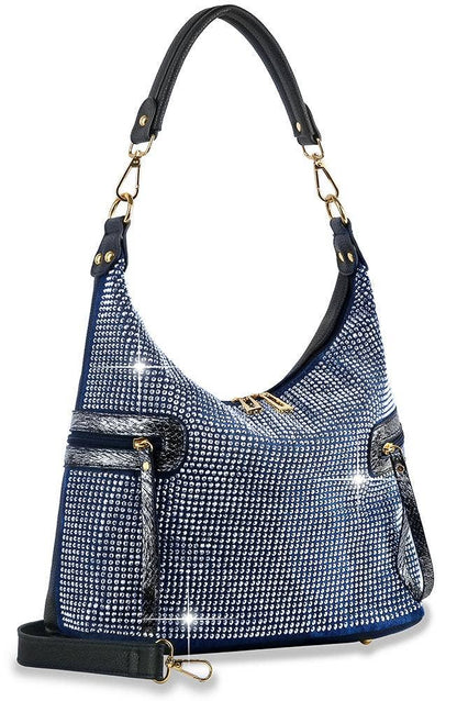 Side Pocket Colored Stone Hobo Handbag