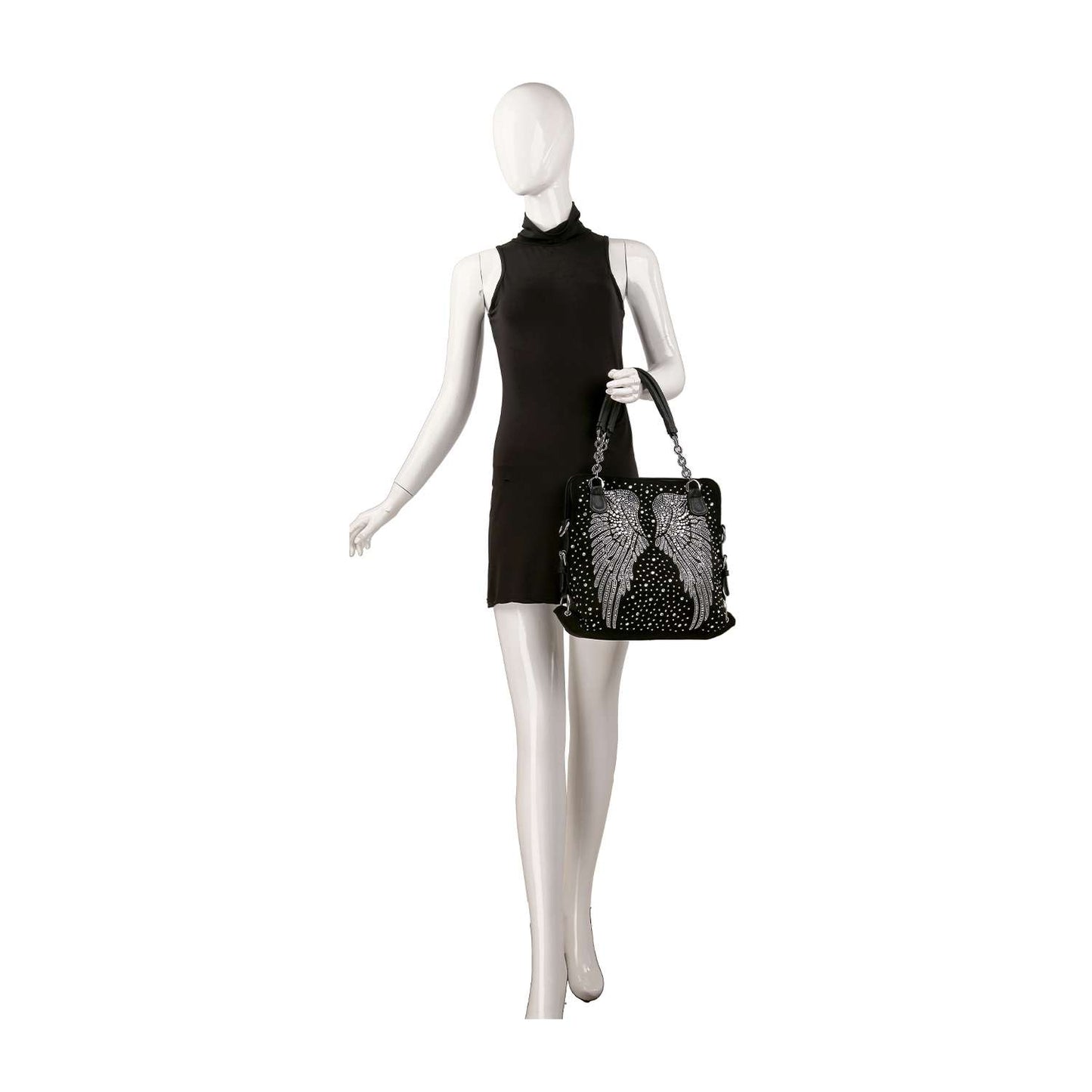 Stunning Rhinestone Wing Design Shoulder Bag