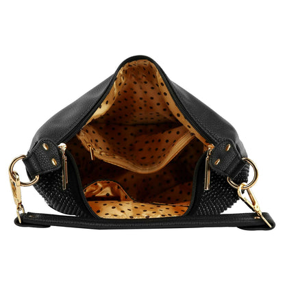 Side Pocket Colored Stone Hobo Handbag