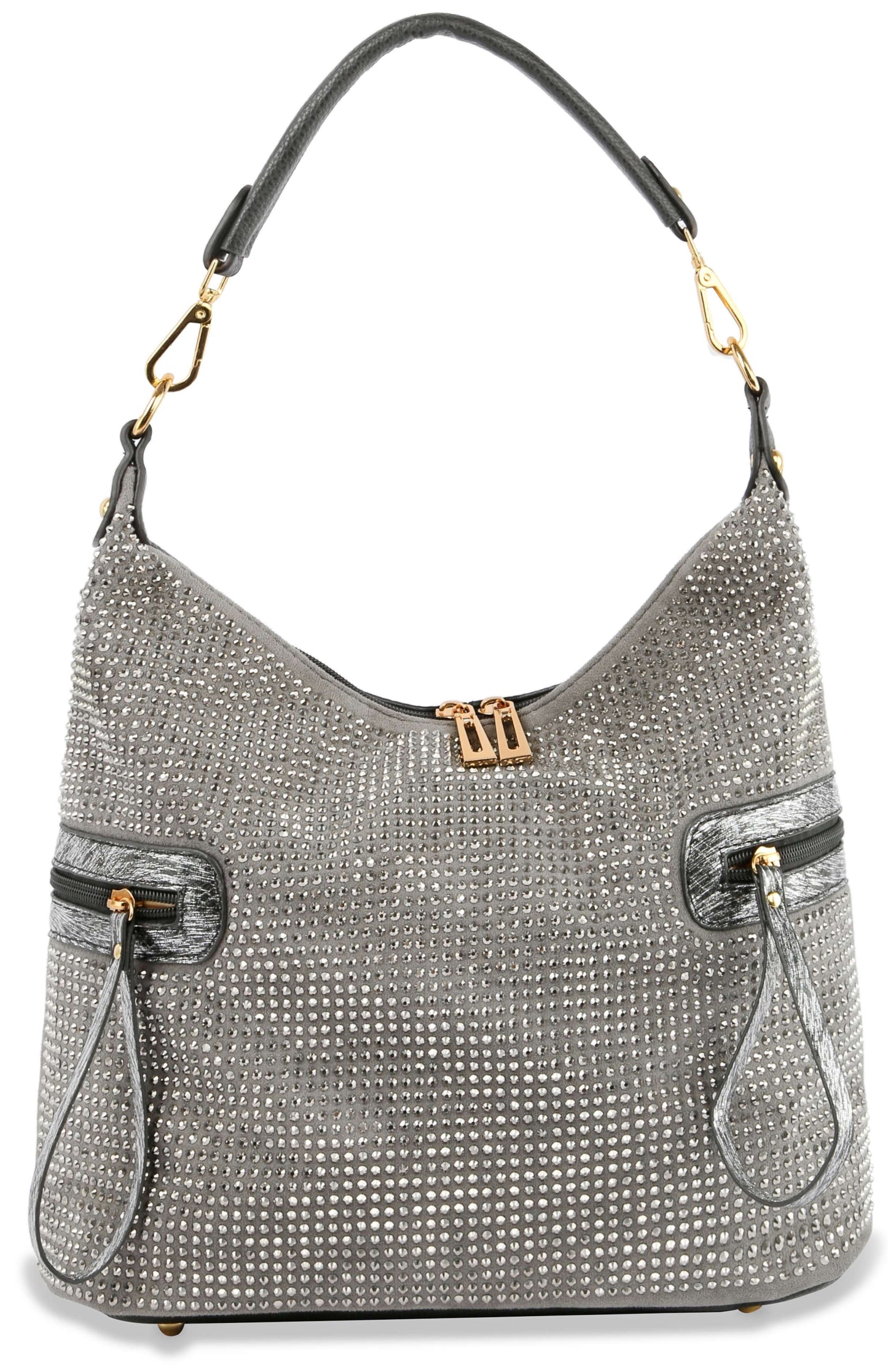 Side Pocket Colored Stone Hobo Handbag