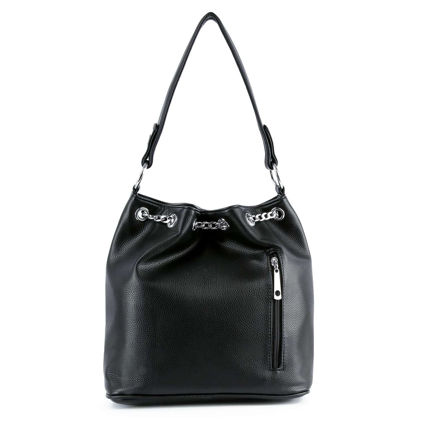 Rhinestone Bling Drawstring Hobo - Dark Red