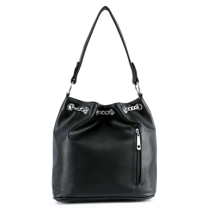 Rhinestone Bling Drawstring Hobo - Dark Red
