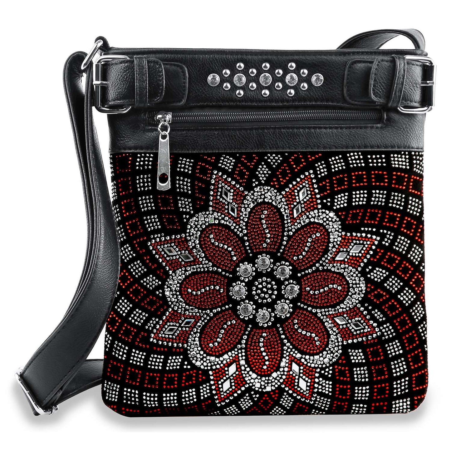 Boho Rhinestone Flower Crossbody Sling