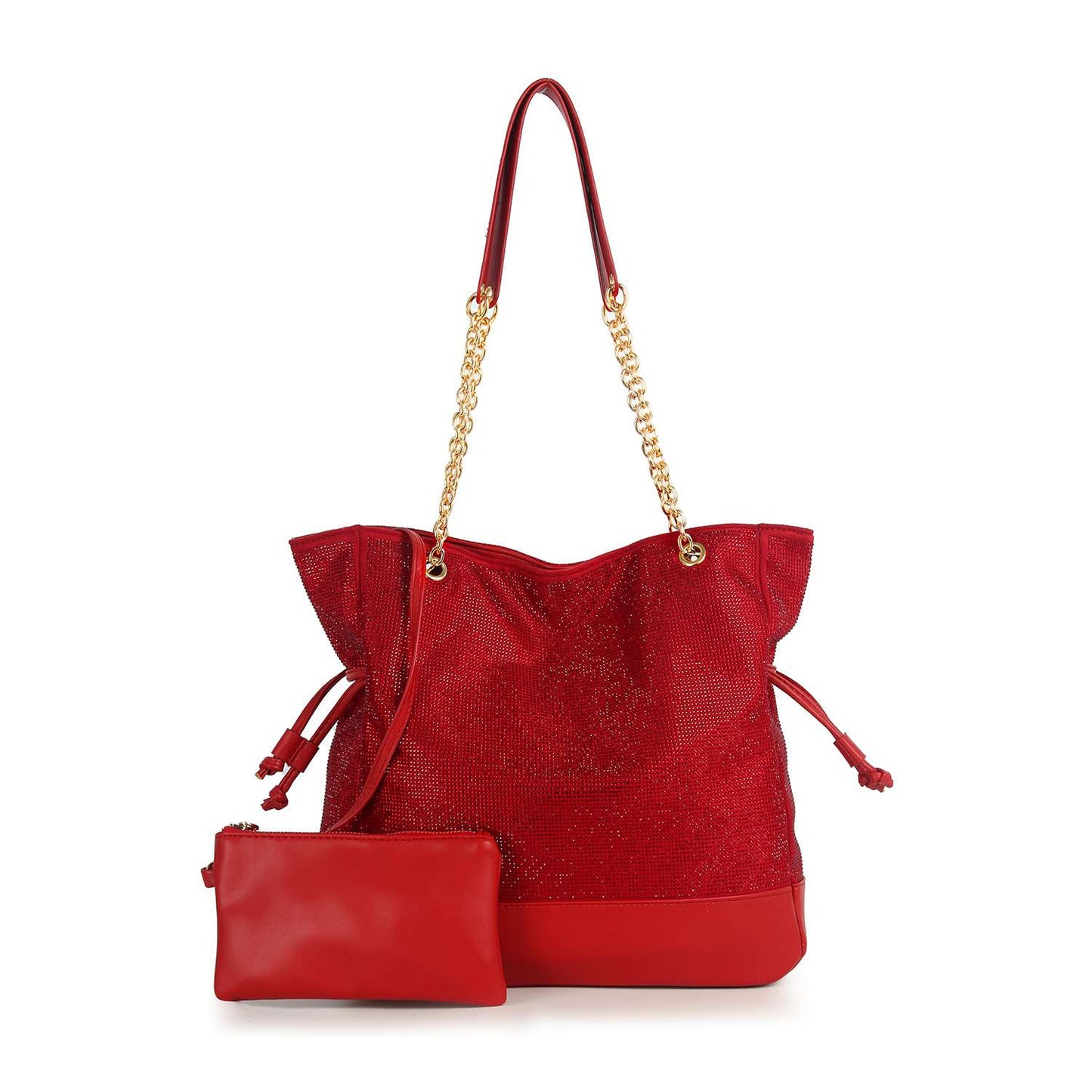 Tall Gathered Rhinestone Tote Set