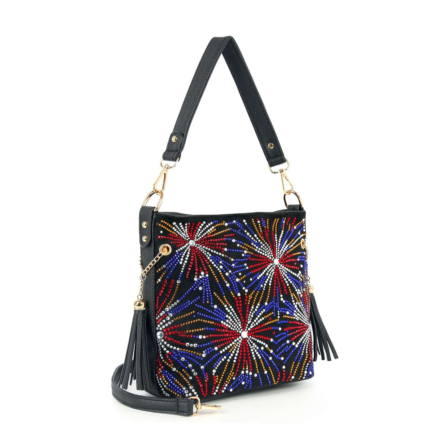 Rhinestone Fourth of July Explosion Hobo Crossbody