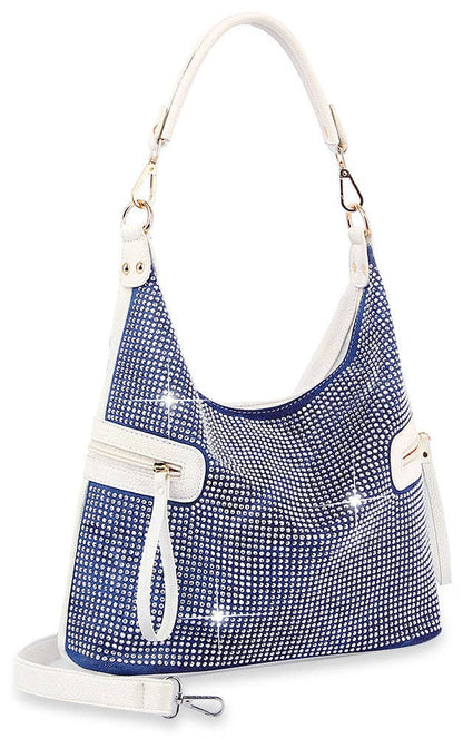 Side Pocket Colored Stone Hobo Handbag