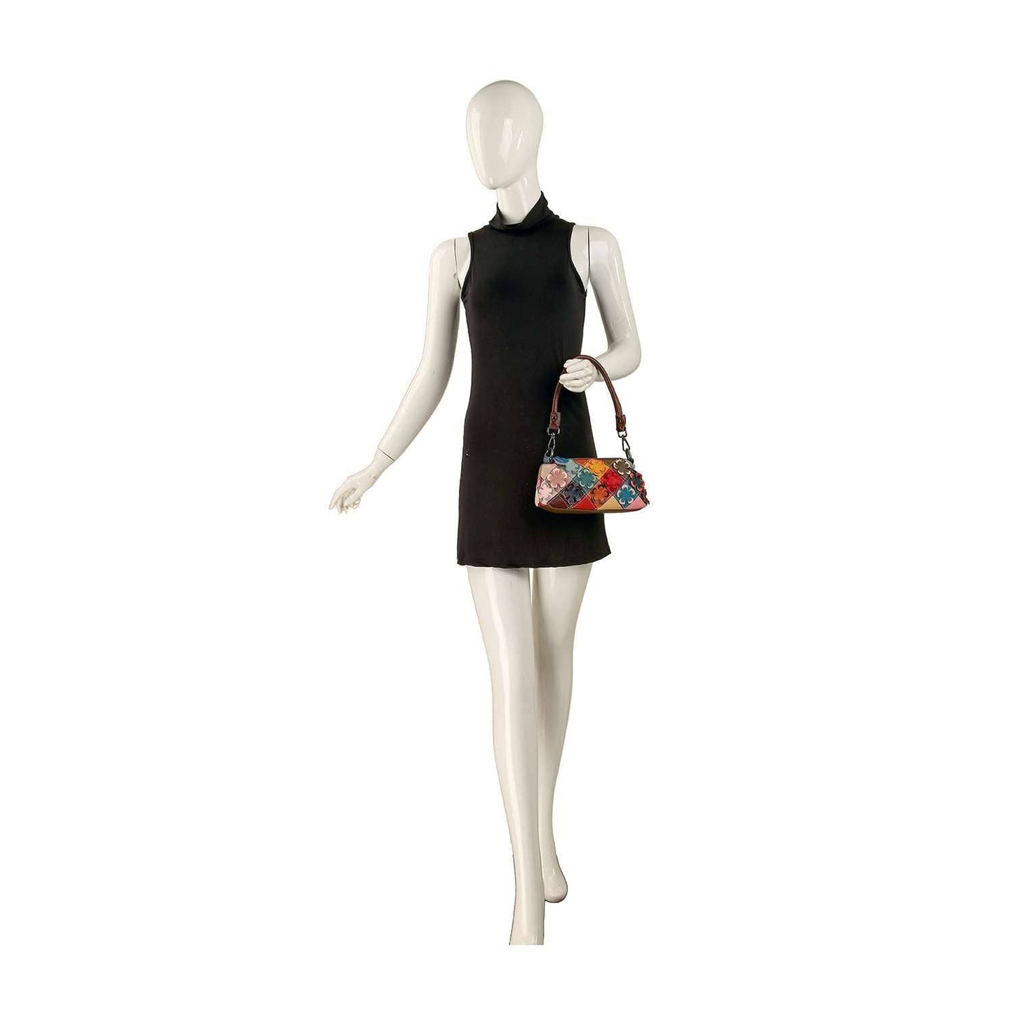 Genuine Leather Petite Colorful Floral Design Bag