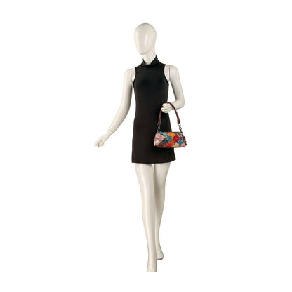 Genuine Leather Petite Colorful Floral Design Bag