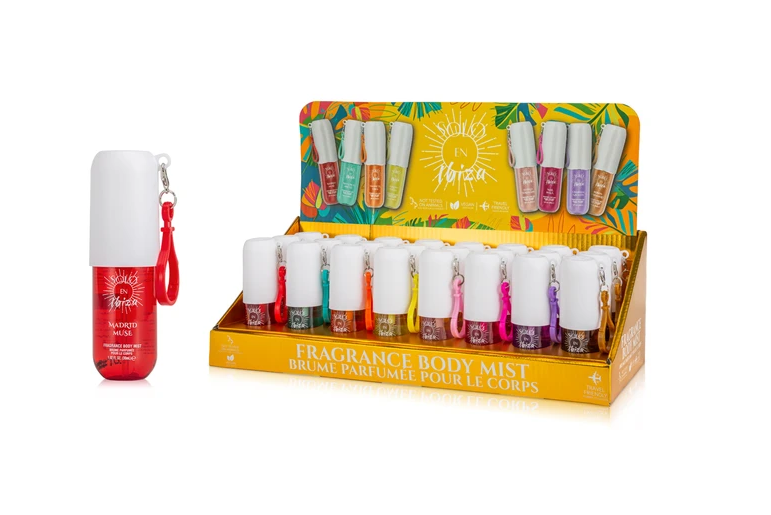 Solo En Ibiza Fragrance Body Mist with Keychain 24ct Display