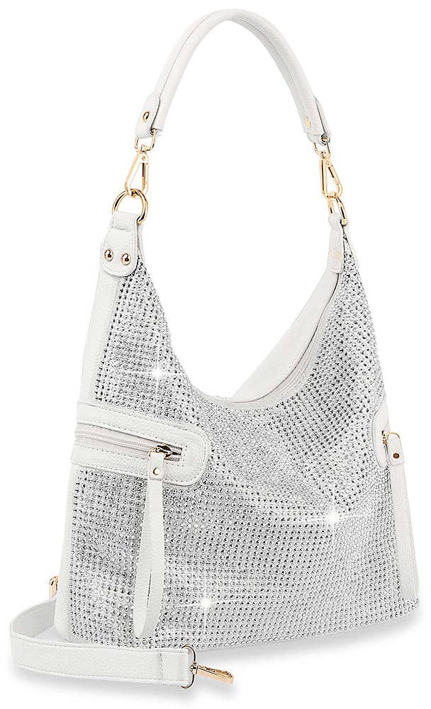 Side Pocket Colored Stone Hobo Handbag