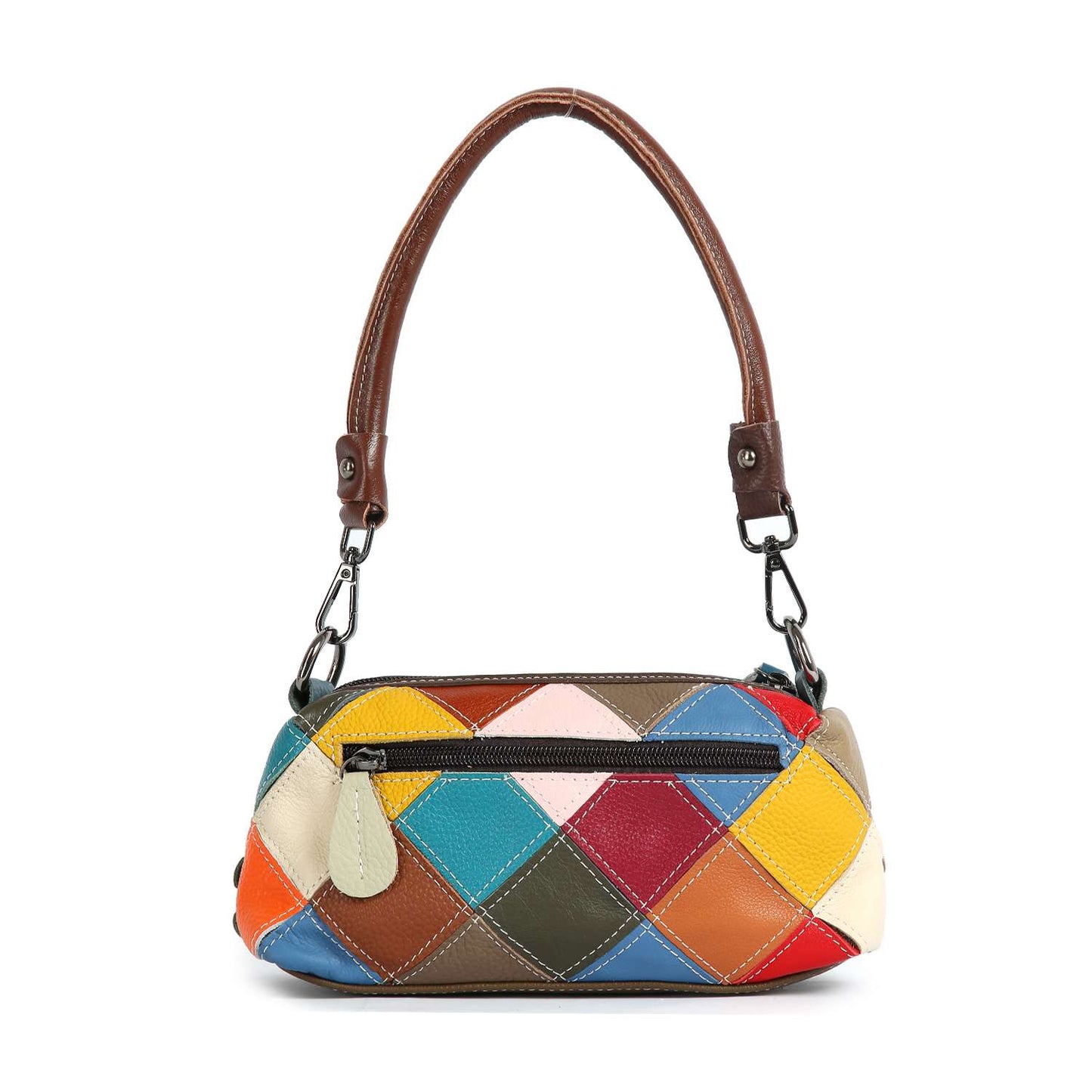 Genuine Leather Petite Colorful Floral Design Bag