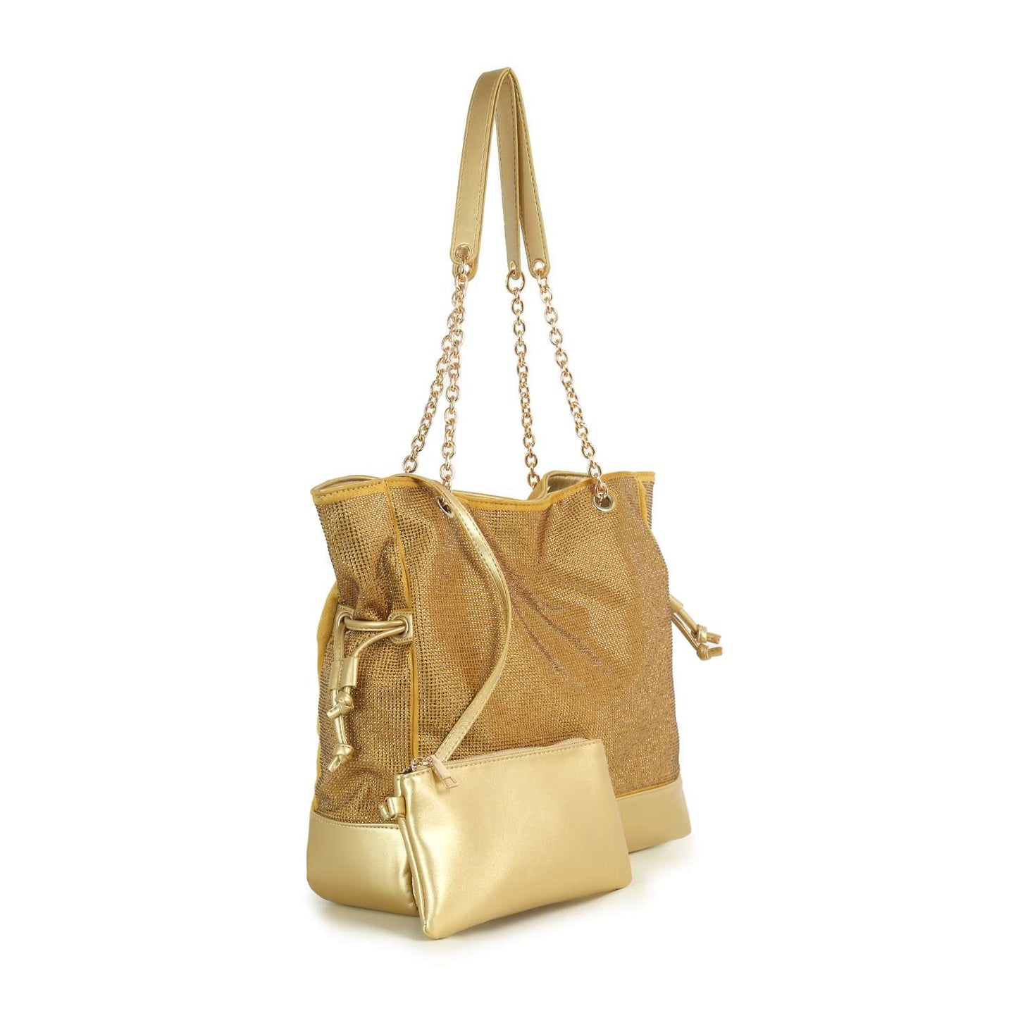 Tall Gathered Rhinestone Tote Set